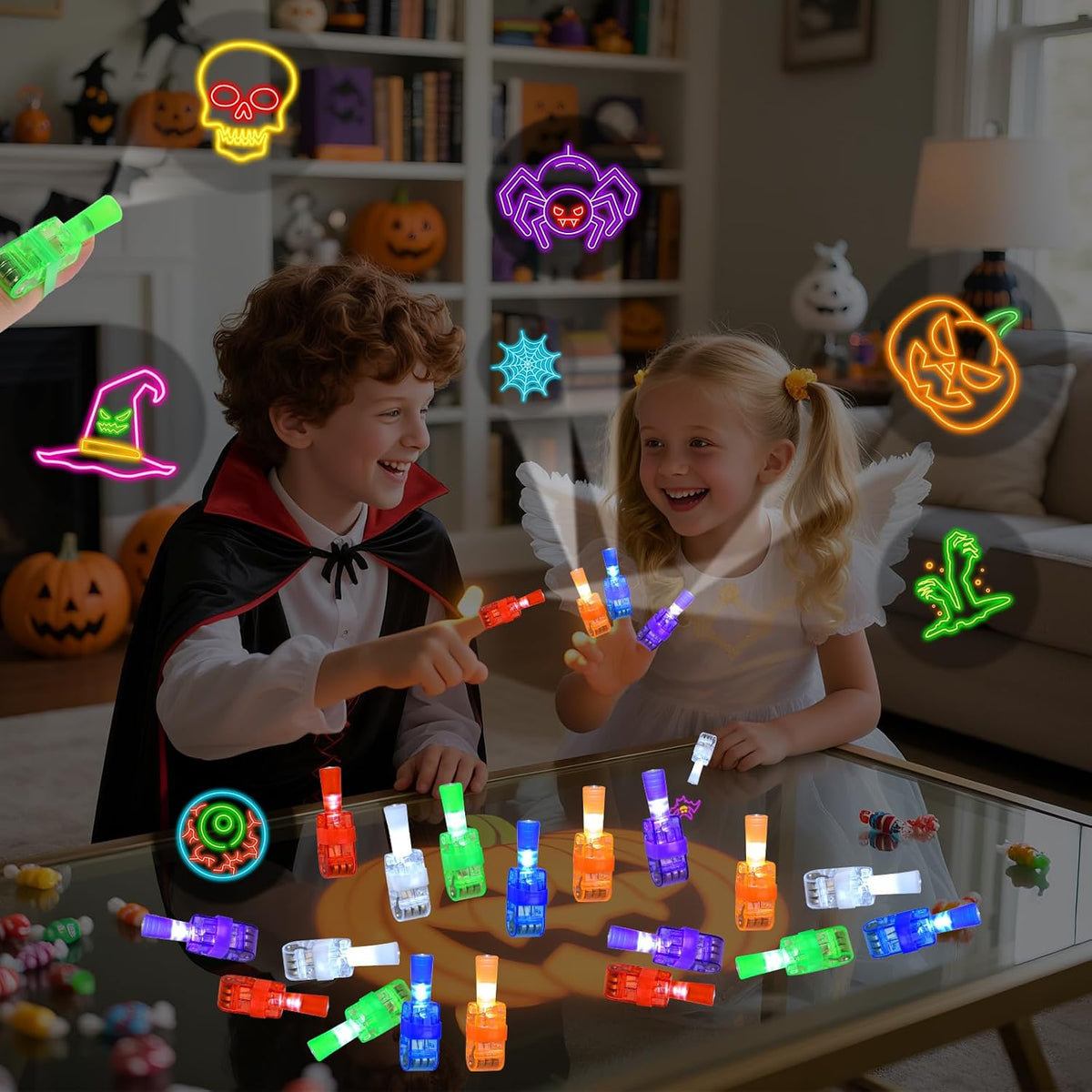 Halloween Party Favors for Kids, 36Pcs Finger Lights for Halloween Goodie Bag Fillers Basket Treats Toys for Girls Boys Kids Classroom Rewards