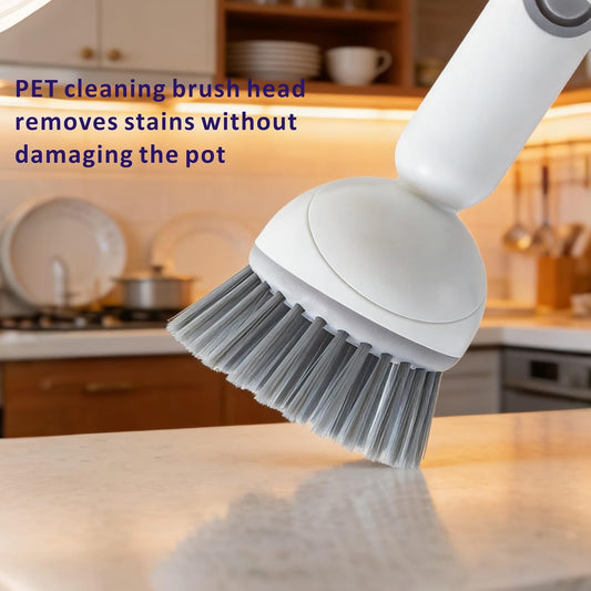 QMUNLLO Rotating Dish Brush & Soap Dispenser Set for Pots & Pans(White)