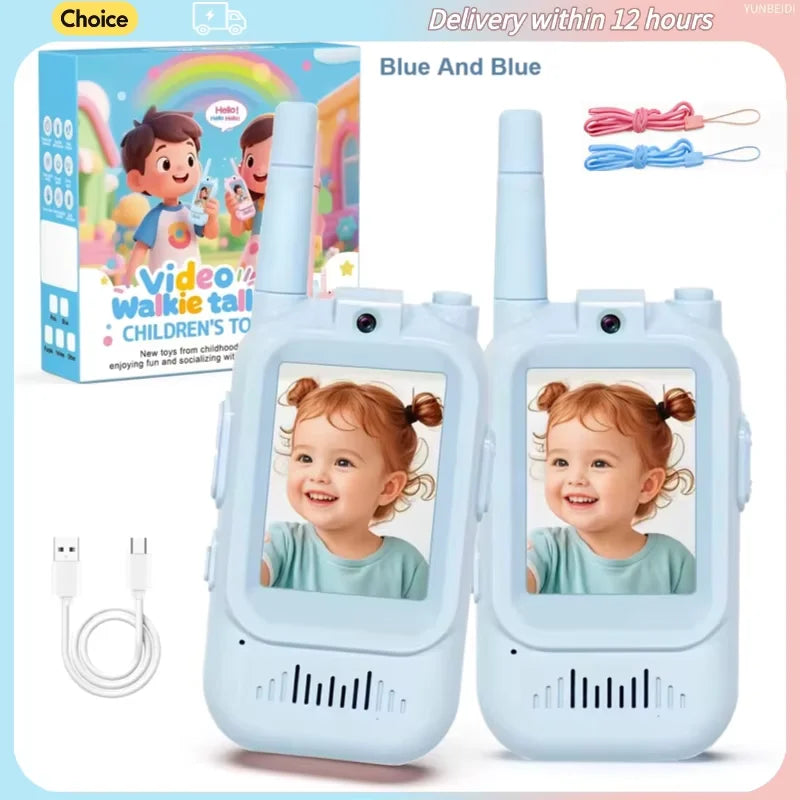 2PC Children'S Video Walkie-Talkie HD Walkie-Talkie USB Charging Indoor Outdoor Entertainment Kids Toys Festival Gifts Ages 3-12