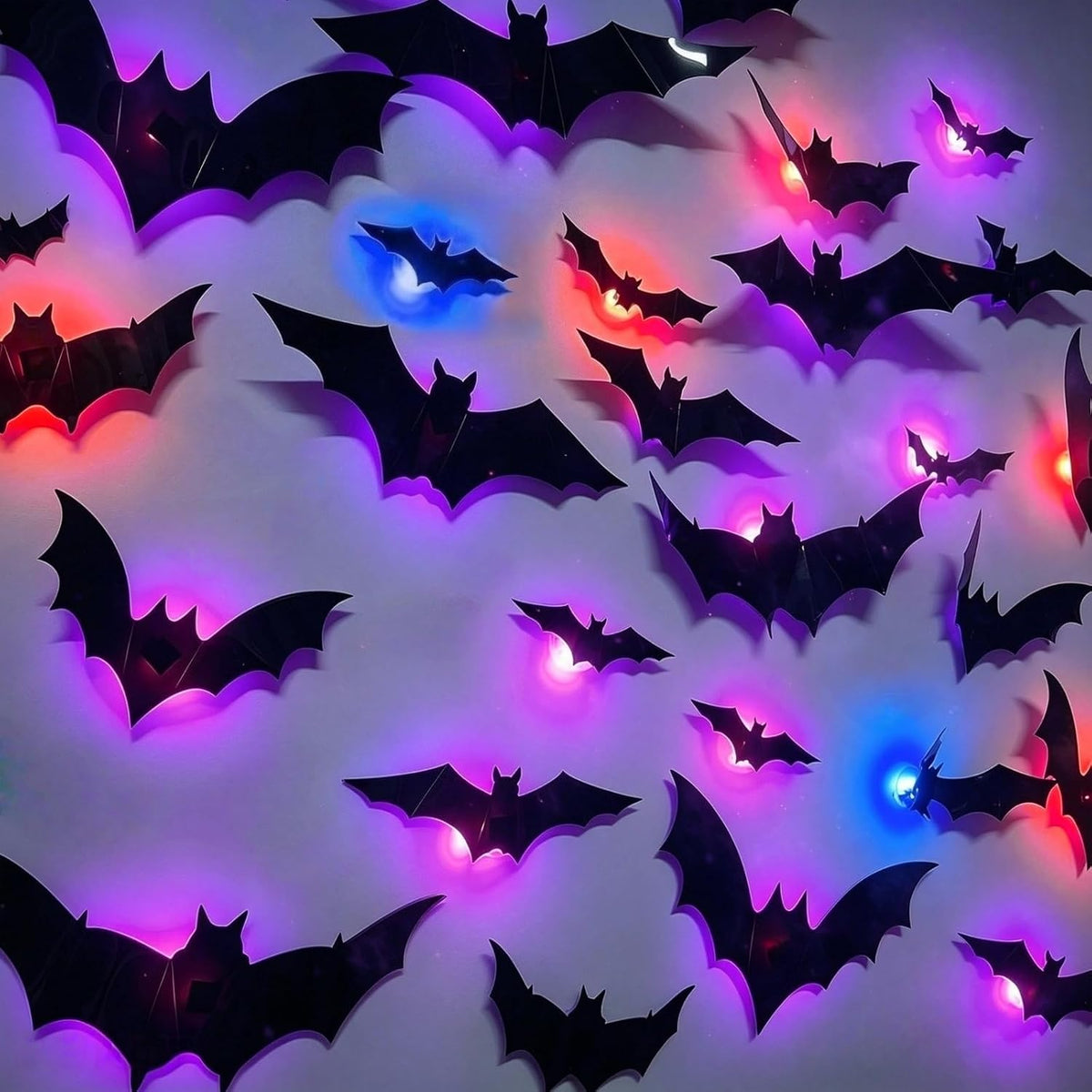 12 Pack Halloween Bats Halloween Decorations LED Bats Wall Decor Indoor