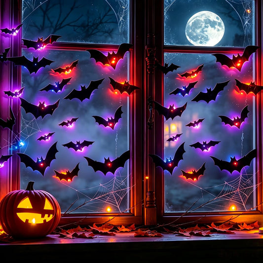 12 Pack Halloween Bats Halloween Decorations LED Bats Wall Decor Indoor