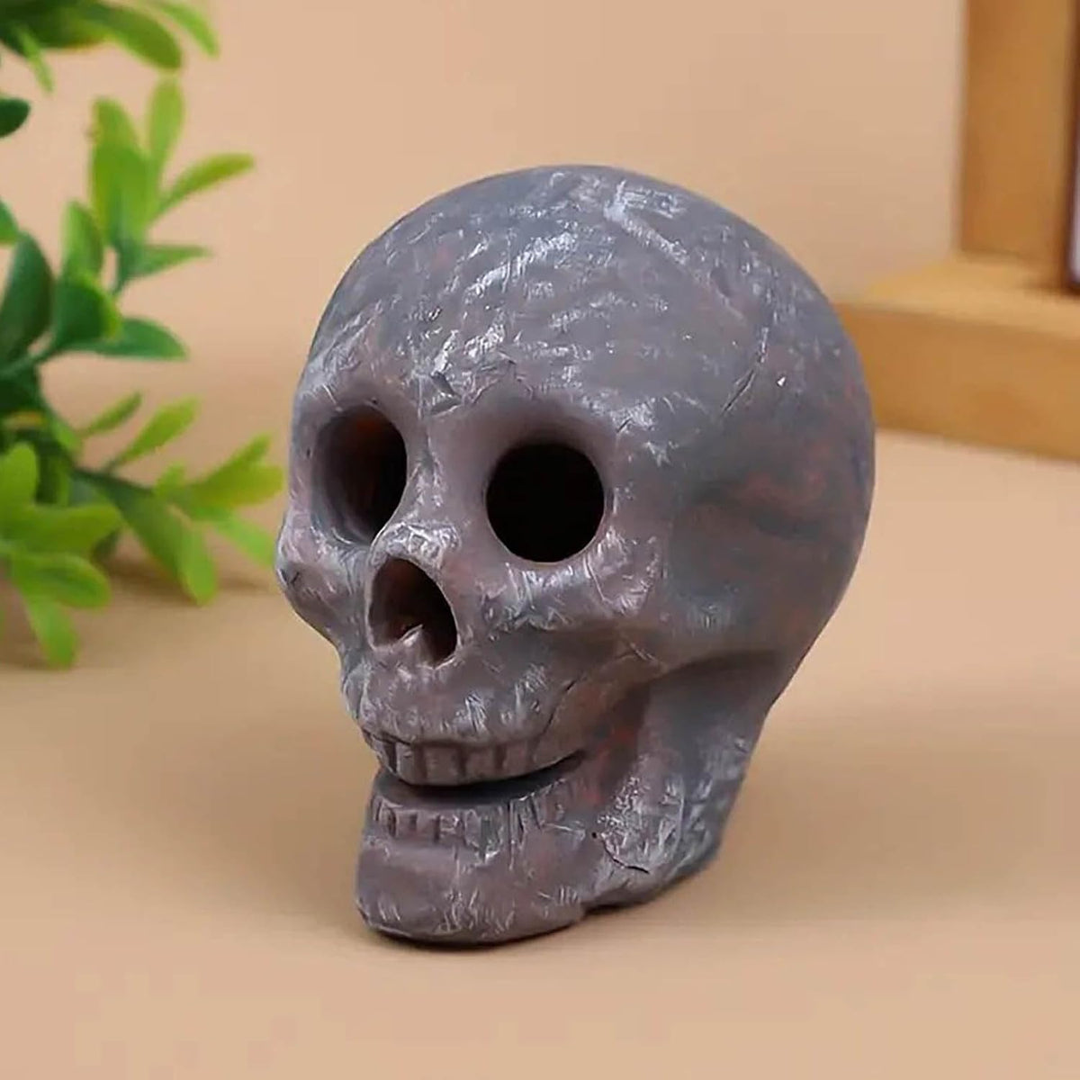 Firepit Skull Fire Logs, Halloween Spooky Pumpkin Ceramics Statue Skull Figurine for Indoor or Outdoor Fireplaces, Skulls Fire Shaped Stones for Fire Pit Bonfire Campfire Fireplaces a 1Pc