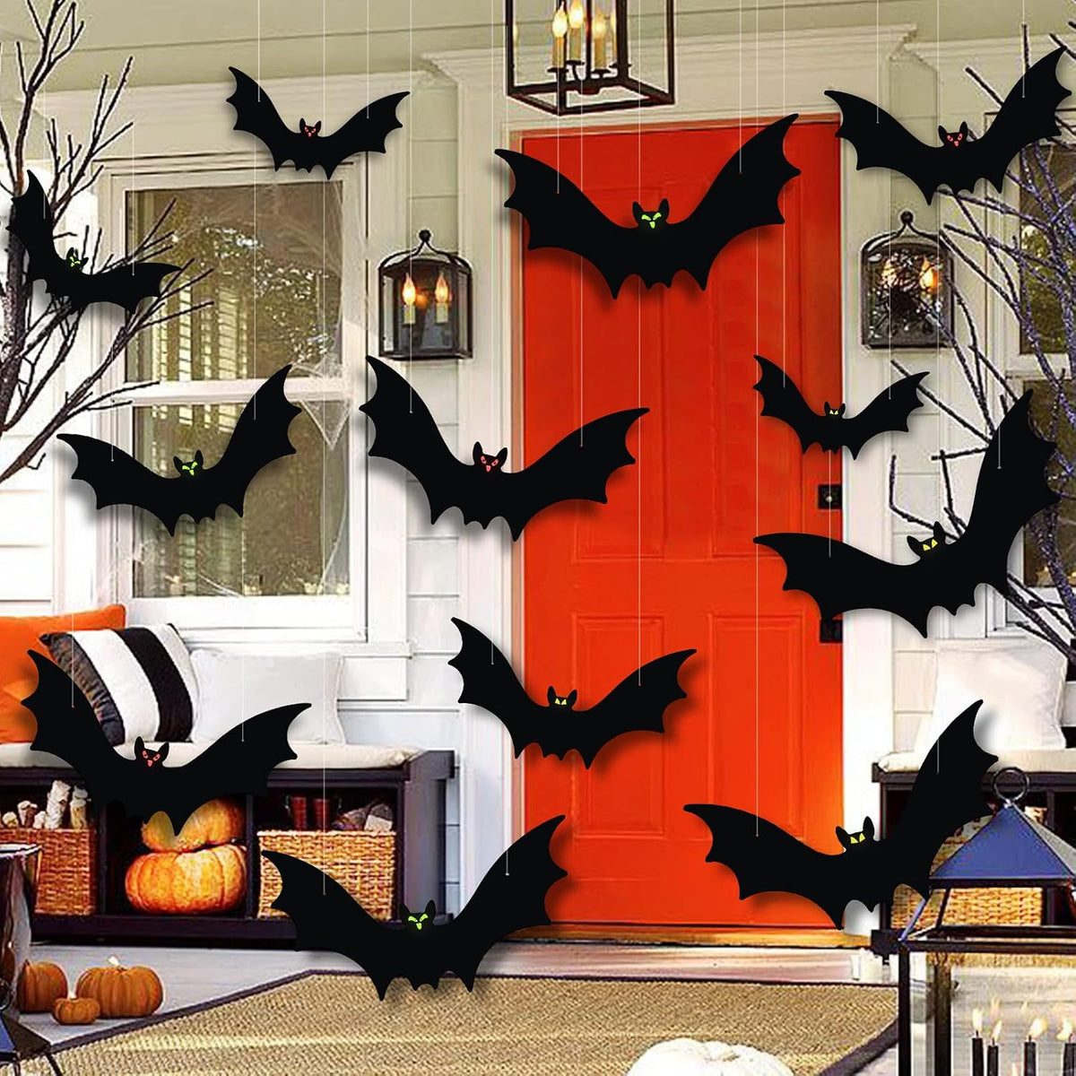 12 Pack Halloween Bats Halloween Decorations LED Bats Wall Decor Indoor