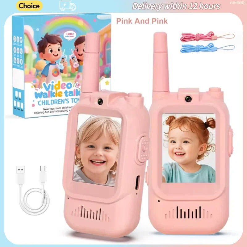 2PC Children'S Video Walkie-Talkie HD Walkie-Talkie USB Charging Indoor Outdoor Entertainment Kids Toys Festival Gifts Ages 3-12