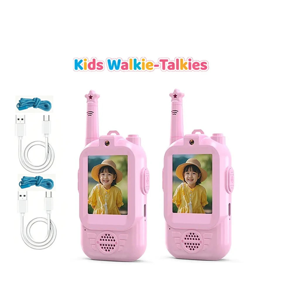 2PC Children'S Video Walkie-Talkie HD Walkie-Talkie USB Charging Indoor Outdoor Entertainment Kids Toys Festival Gifts Ages 3-12