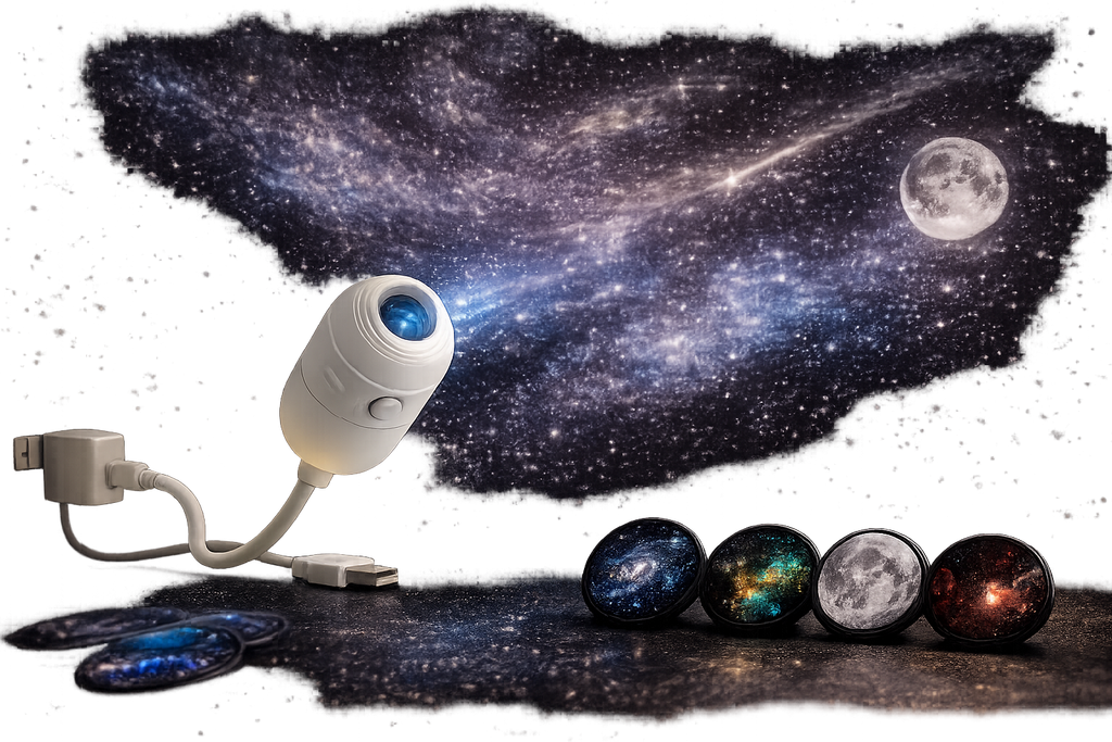 Mini Galaxy Star Projector Night Light – USB Portable Starry Sky Lamp for Bedroom, Kids Room & Home Decor