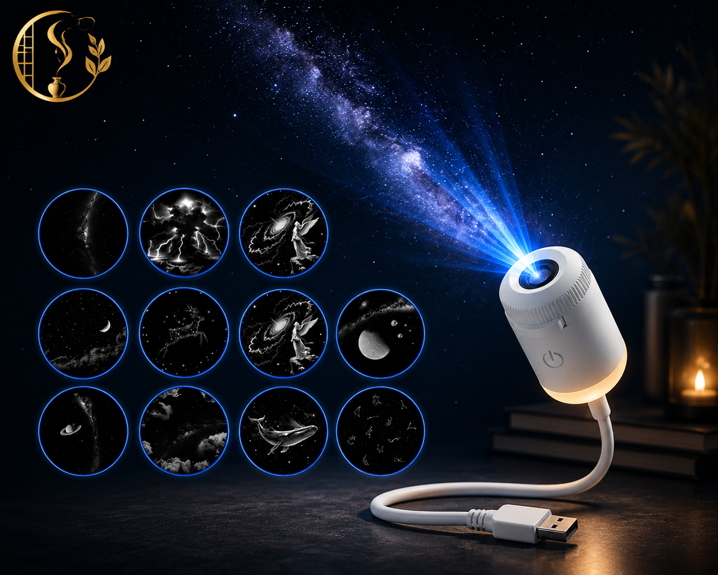 Mini Galaxy Star Projector Night Light – USB Portable Starry Sky Lamp for Bedroom, Kids Room & Home Decor