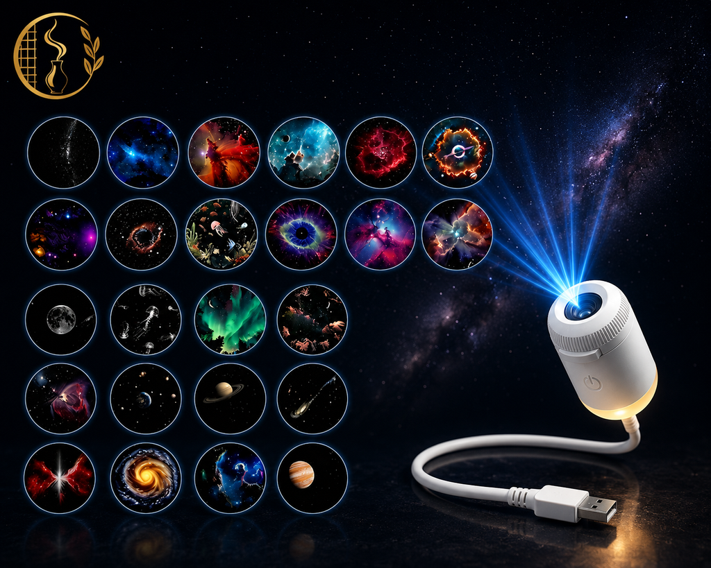 Mini Galaxy Star Projector Night Light – USB Portable Starry Sky Lamp for Bedroom, Kids Room & Home Decor
