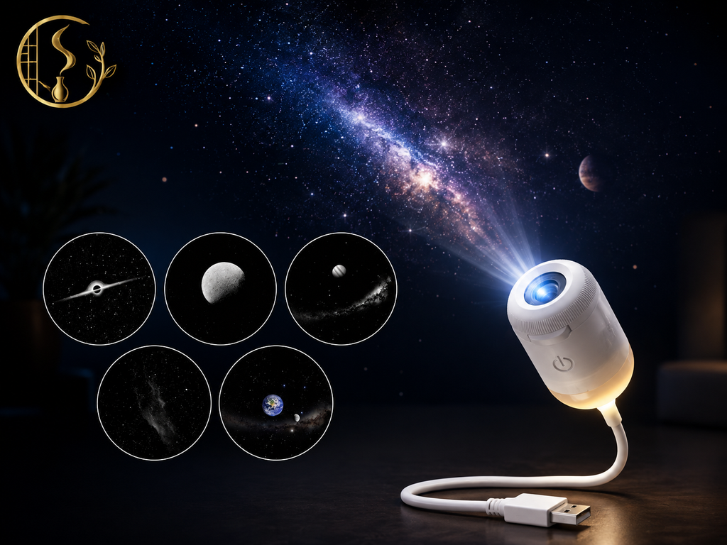 Mini Galaxy Star Projector Night Light – USB Portable Starry Sky Lamp for Bedroom, Kids Room & Home Decor