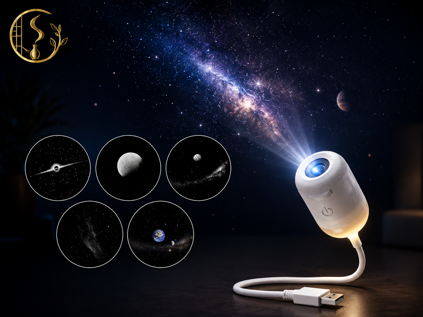 Mini Galaxy Star Projector Night Light – USB Portable Starry Sky Lamp for Bedroom, Kids Room & Home Decor