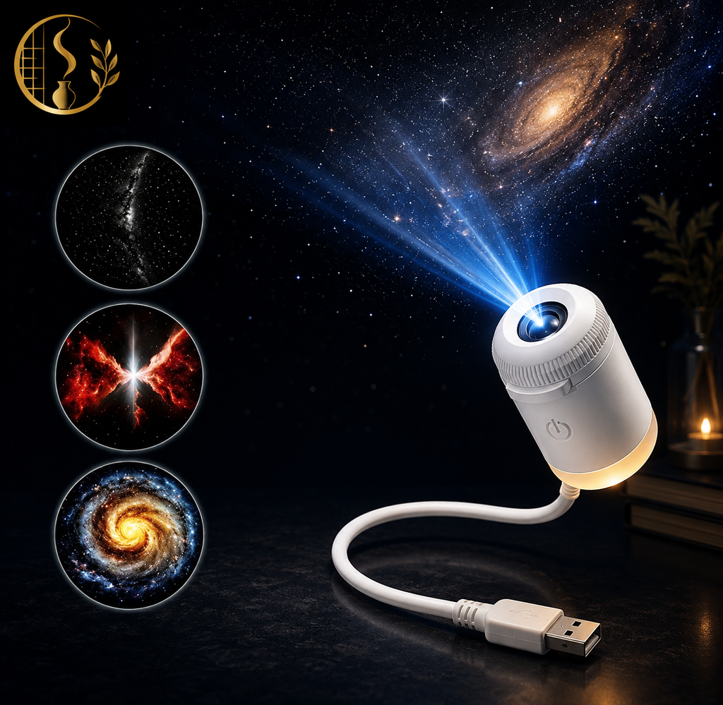 Mini Galaxy Star Projector Night Light – USB Portable Starry Sky Lamp for Bedroom, Kids Room & Home Decor