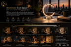 Modern LED Ring Table Lamp – Dimmable Circular Night Light for Bedroom, Living Room & Hotel