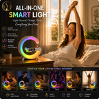 Multifunction Wireless Charging Station – RGB Night Light, Bluetooth Speaker & Alarm Clock for iPhone, Samsung, Xiaomi