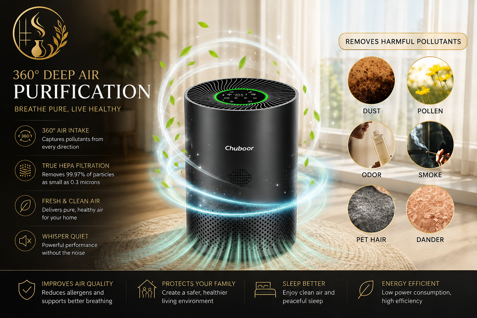 H13 True HEPA Air Purifier with Smart App Control
