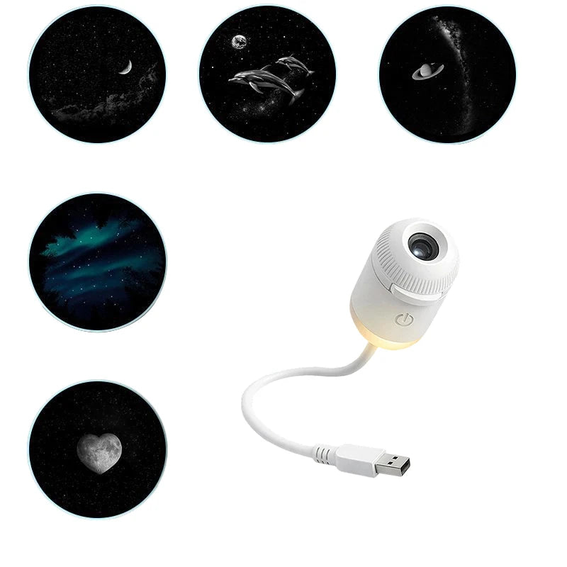 Mini Galaxy Star Projector Night Light – USB Portable Starry Sky Lamp for Bedroom, Kids Room & Home Decor