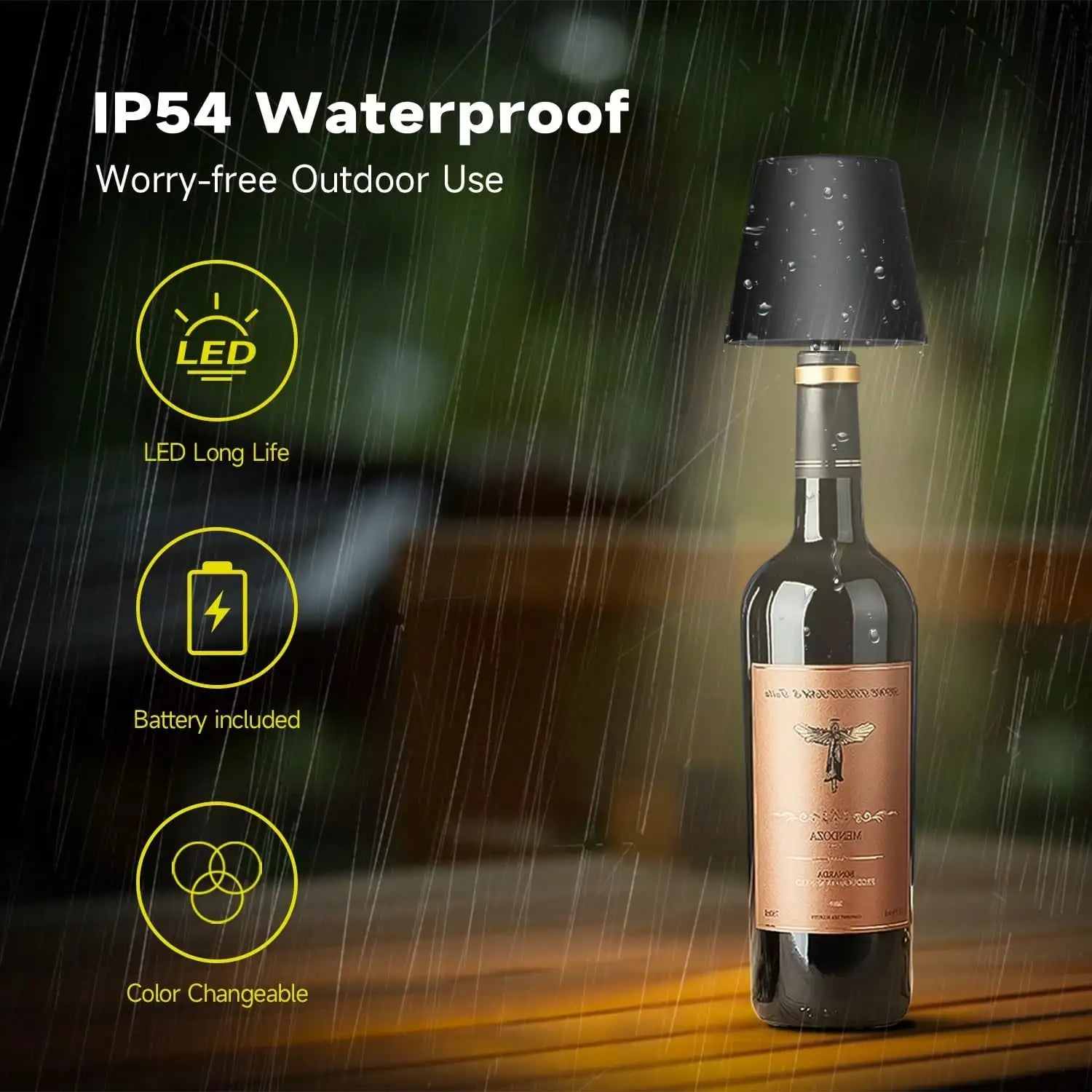 Rechargeable Wireless LED Wine Bottle Lamp Touch Dimming 3 Color Modes Cordless Lampshade Bottle Stopper Night Light Decorative Lamp For Bar Restaurant Bedroom Living Room