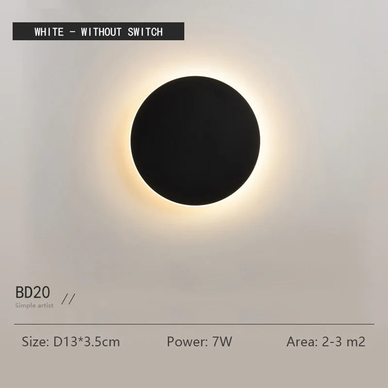 Round LED Wall Light – Touch Dimmable Human Body Sensor Lamp