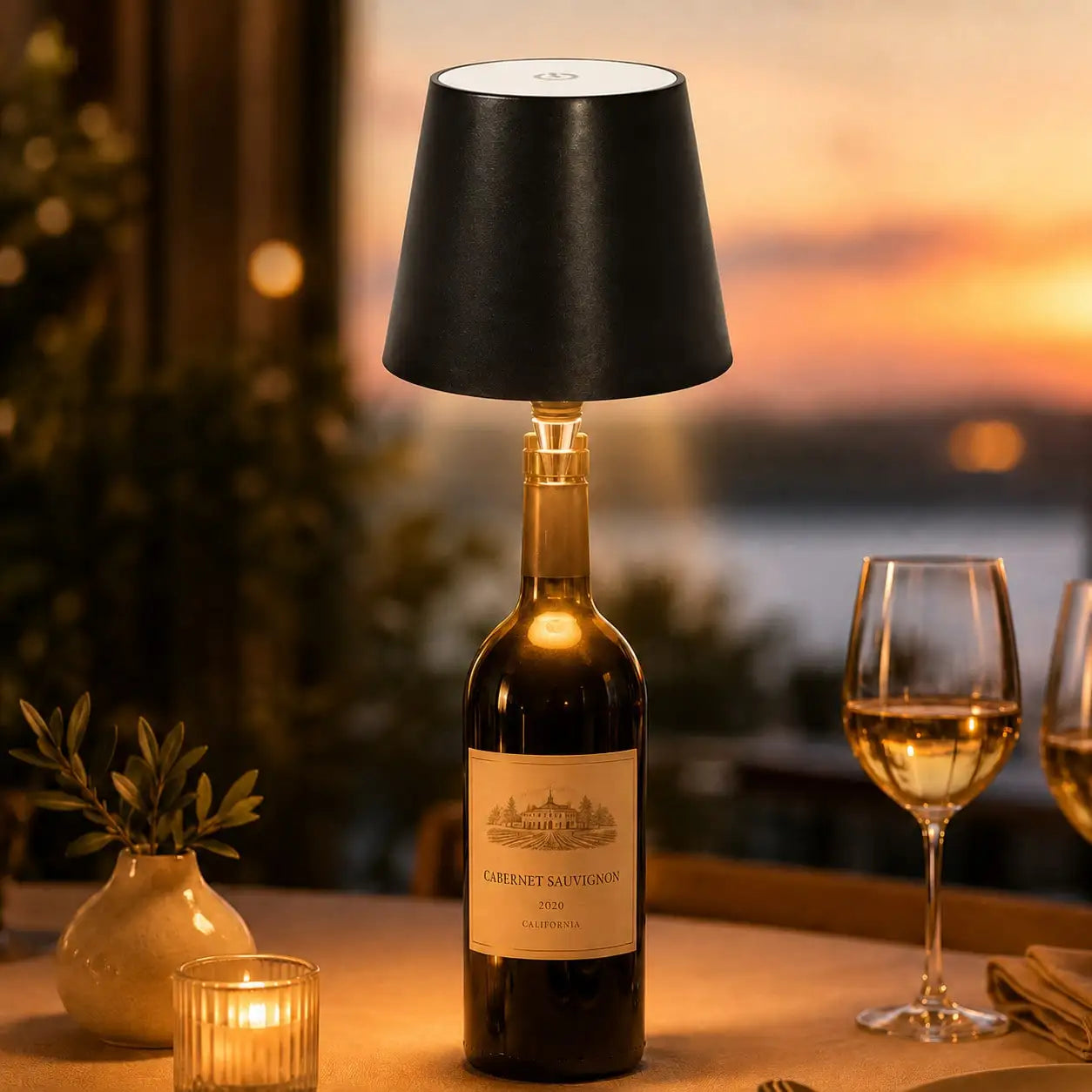 Rechargeable Wireless LED Wine Bottle Lamp Touch Dimming 3 Color Modes Cordless Lampshade Bottle Stopper Night Light Decorative Lamp For Bar Restaurant Bedroom Living Room