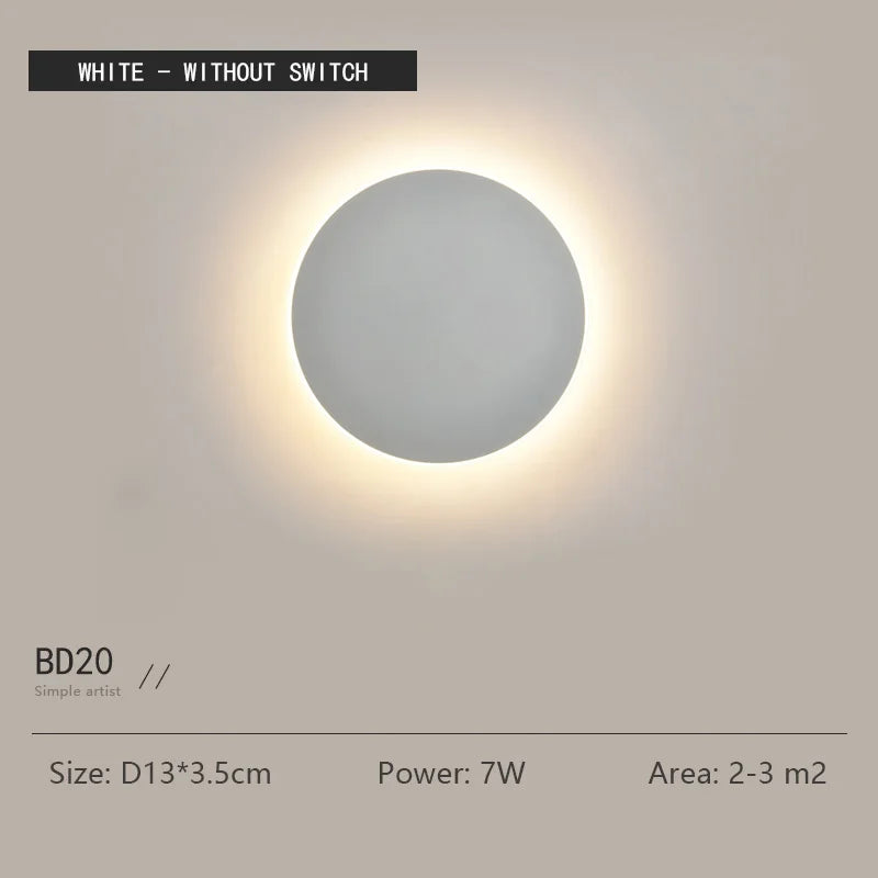 Round LED Wall Light – Touch Dimmable Human Body Sensor Lamp