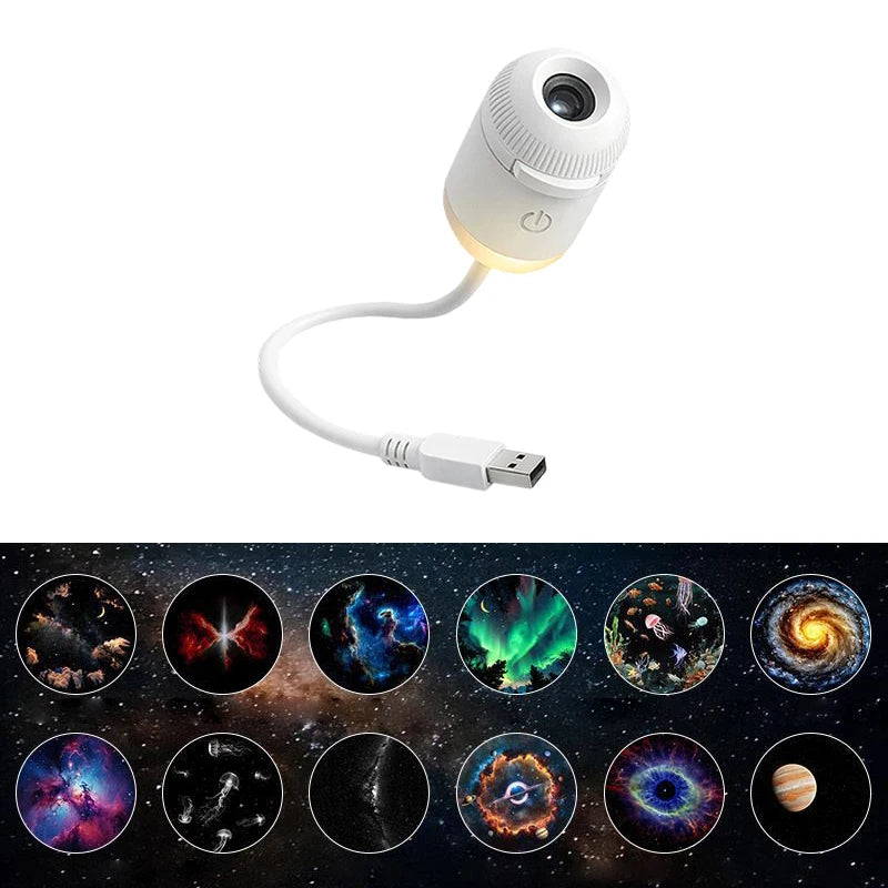 Mini Galaxy Star Projector Night Light – USB Portable Starry Sky Lamp for Bedroom, Kids Room & Home Decor