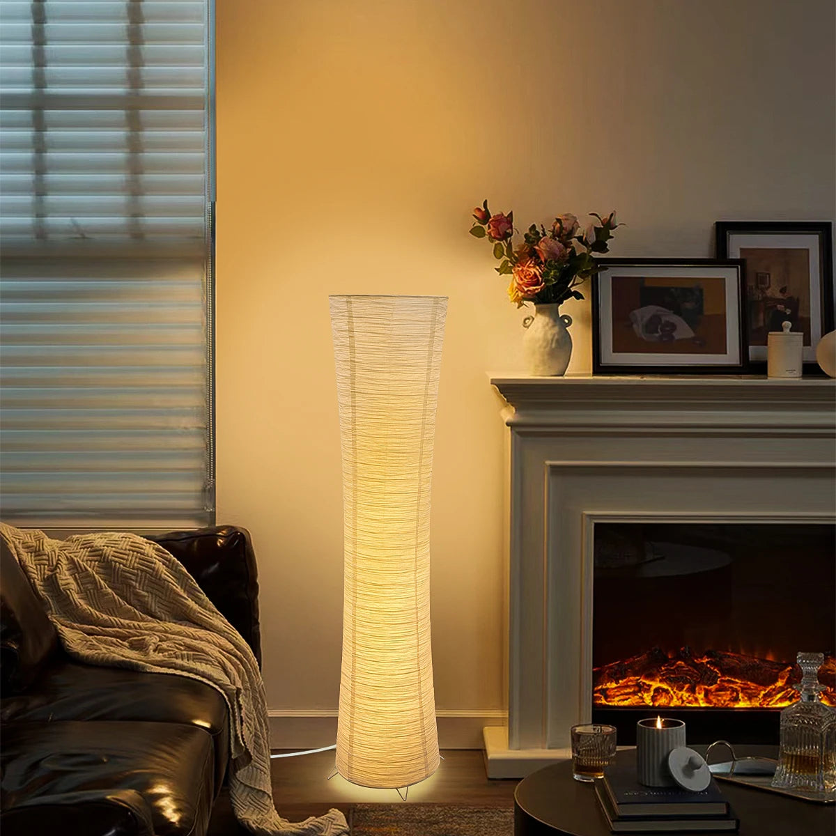 Three-Color Paper Lampshade LED Adjustable Light Timing Floor Lamp Cylindrical Corner Floor Lamp Bedroom Office Living Room