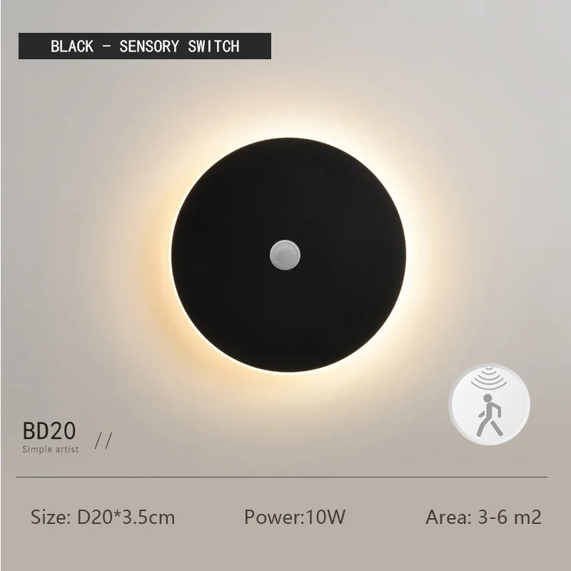 Round LED Wall Light – Touch Dimmable Human Body Sensor Lamp
