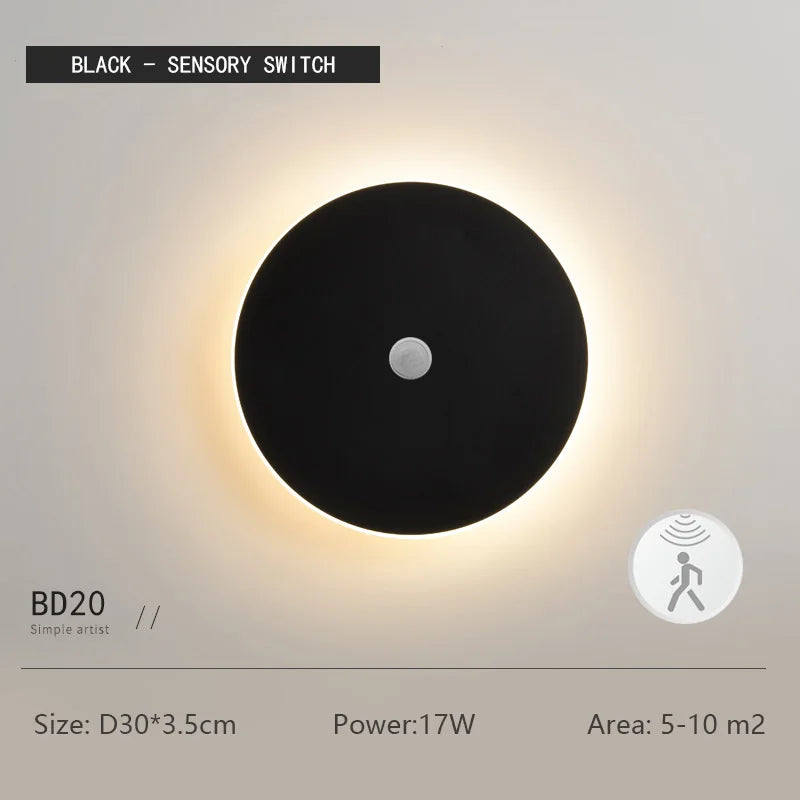 Round LED Wall Light – Touch Dimmable Human Body Sensor Lamp