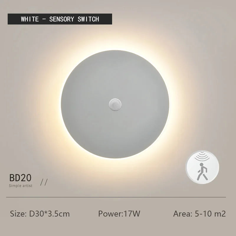 Round LED Wall Light – Touch Dimmable Human Body Sensor Lamp