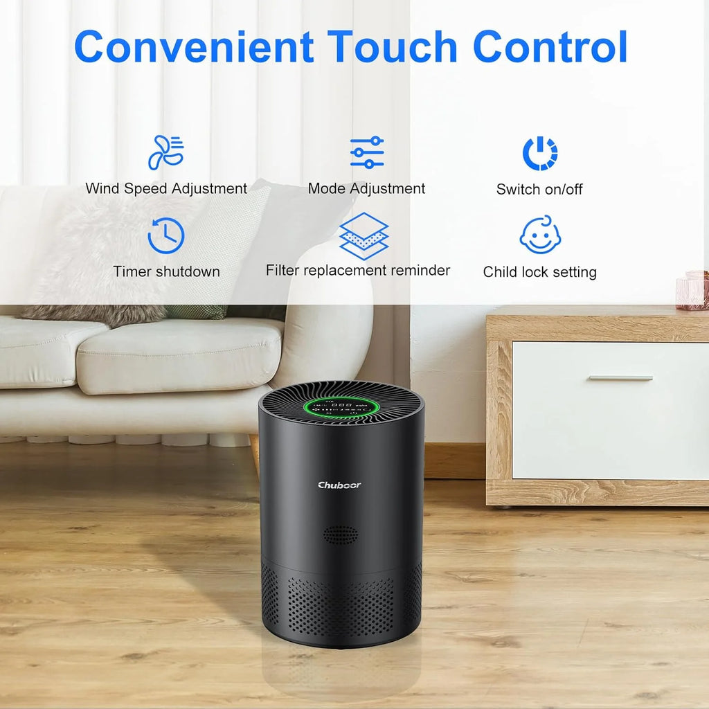 Chuboor Air Purifiers for Home H13 True HEPA for Bedroom Room Kitchen Washroom for Smoke and Dust Pollen Odors PM2.5 Detection 185m³/h CADR Supports Tuya App for 30-40 Square Meters of Clean Purifier Effectively Improve Air