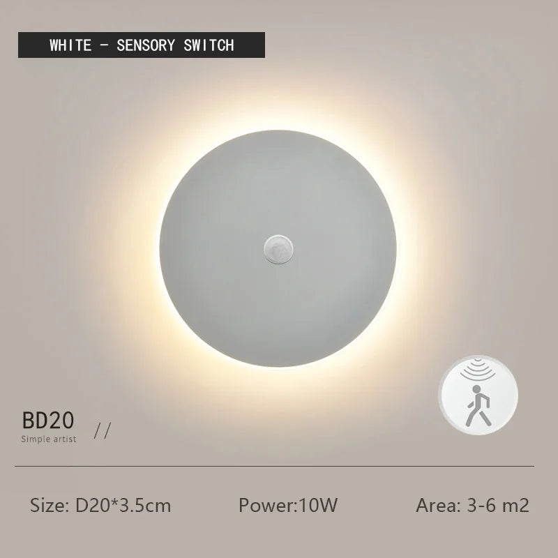 Round LED Wall Light – Touch Dimmable Human Body Sensor Lamp