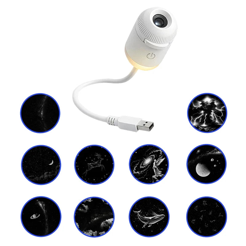 Mini Galaxy Star Projector Night Light – USB Portable Starry Sky Lamp for Bedroom, Kids Room & Home Decor