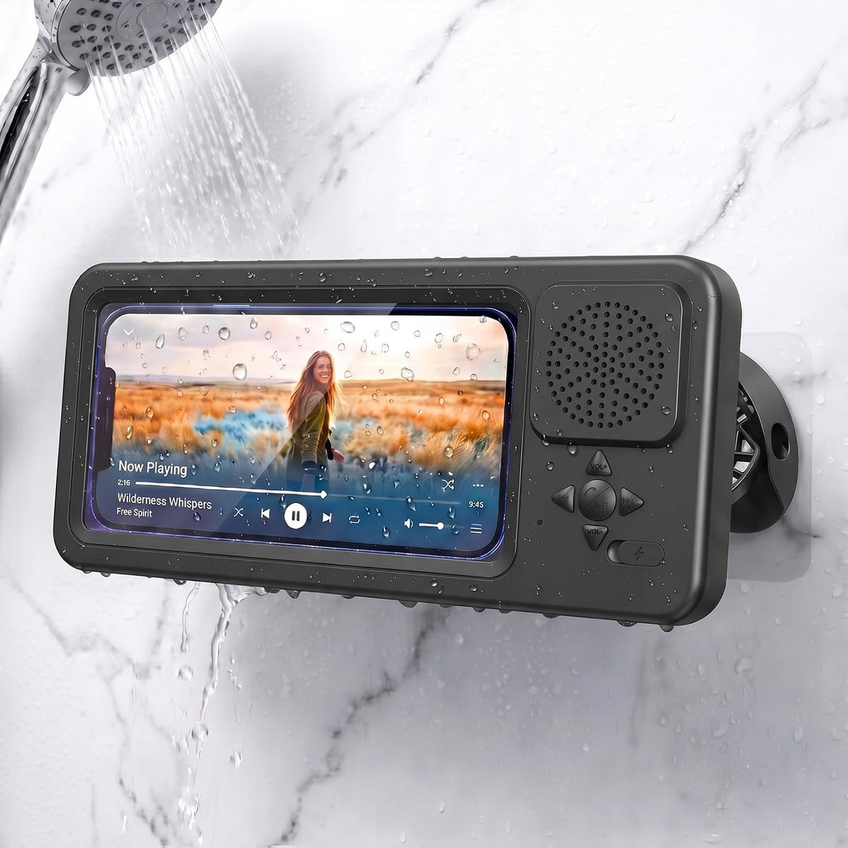 Shower Phone Holder Wireless Bluetooth Speaker Waterproof