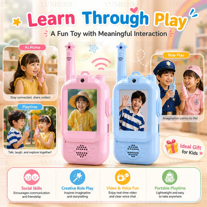 2PC Children'S Video Walkie-Talkie HD Walkie-Talkie USB Charging Indoor Outdoor Entertainment Kids Toys Festival Gifts Ages 3-12