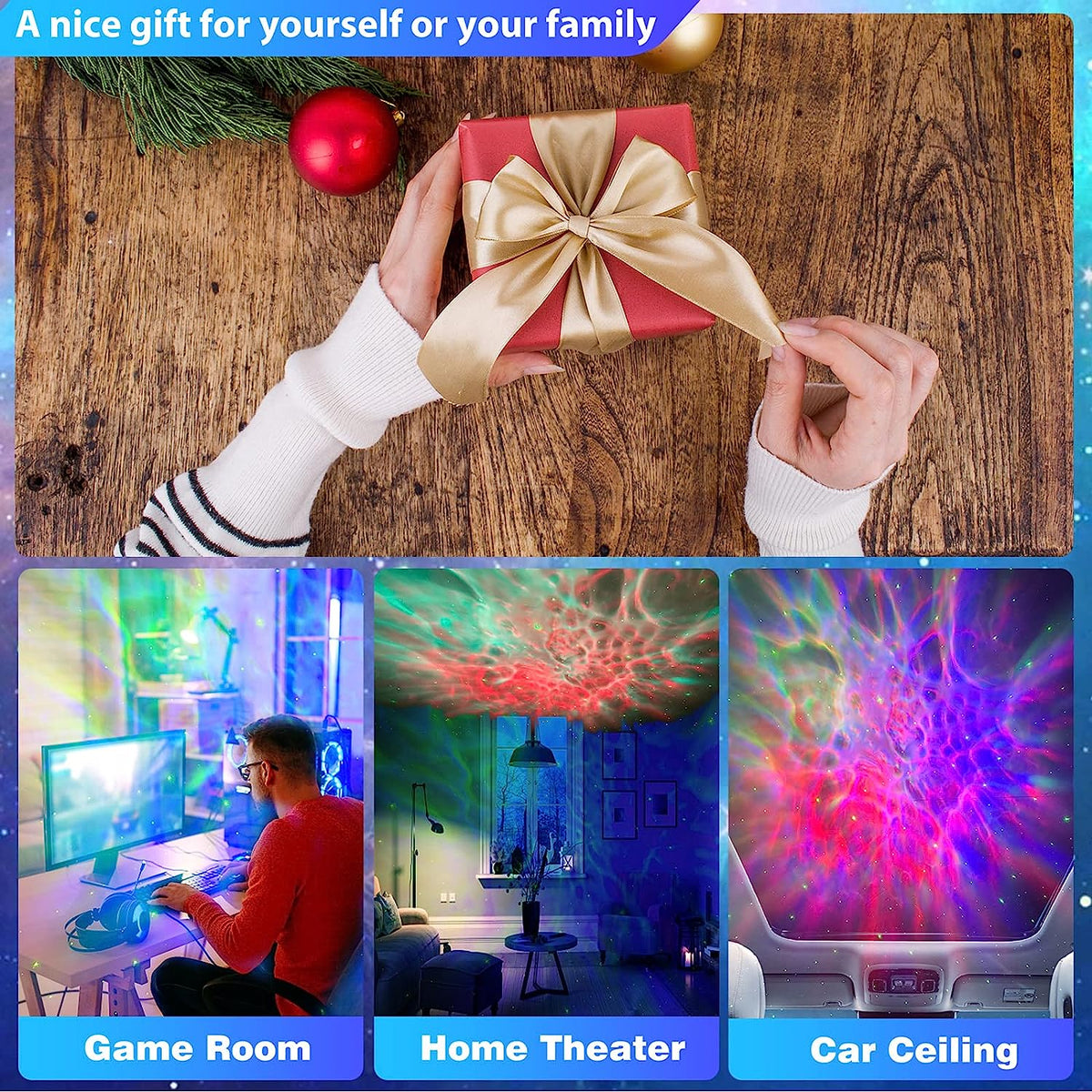 FSSQLBFLC Astronaut Galaxy Projector, Night Light for Kids, Space-Theme