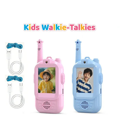 2PC Children'S Video Walkie-Talkie HD Walkie-Talkie USB Charging Indoor Outdoor Entertainment Kids Toys Festival Gifts Ages 3-12