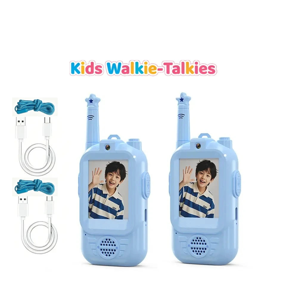 2PC Children'S Video Walkie-Talkie HD Walkie-Talkie USB Charging Indoor Outdoor Entertainment Kids Toys Festival Gifts Ages 3-12