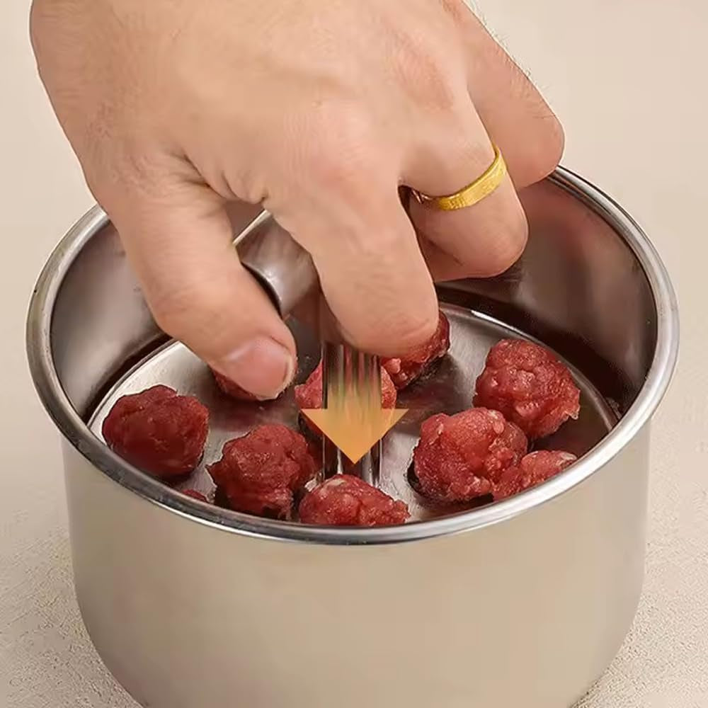 6/12 Holes Press Type Stainless Steel Meatball Maker,Anti-Stick Kitchen Extruded Meatball Making Tool Meat Ball Mold Meatball Shaper for Kitchen (12 Holes)